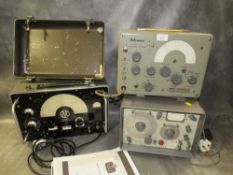 THREE VINTAGE SIGNAL GENERATORS TO INCLUDE AVO TYPE TFM, ADVANCE TYPE 63.A AND A MARCONI TF1064B (