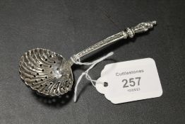 A HALLMARKED SILVER SIFTER SPOON