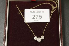 HALLMARKED 9CT GOLD AND DIAMOND SET PENDANT NECKLACE