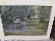MICHAEL R. CLARKE - A PASTEL OF A DEER IN A FOREST