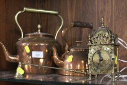 TWO VINTAGE COPPER KETTLES ETC