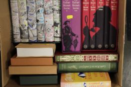 A TRAY OF ASSORTED FOLIO ASSORTED BOOKS TO INCLUDE ARTHUR RANSONE, SHERLOCK HOLMES ETC