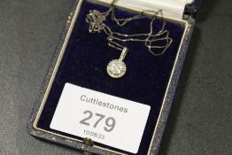 HALLMARKED 9CT WHITE GOLD AND DIAMOND PENDANT NECKLACE