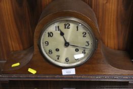 A VINTAGE OAK NAPOLEON MANTLE CLOCK
