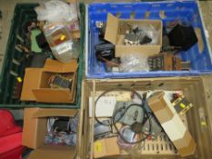 TWO TRAYS CONTAINING AN ASSORTMENT OF LARGE ELECTRICAL TRANSFORMERS