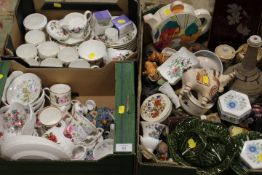 THREE TRAYS OF ASSORTED CERAMICS TO INCLUDE WEDGWOOD , ROYAL WORCESTER ETC