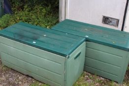 TWO GREEN OUTDOOR STORAGE BOXES