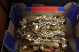 A QUANTITY OF GILDED FLATWARE STAMPED SBS HARTVERGOLDET