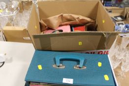 A CASE OF LP RECORDS TO INCLUDE THE MONKEYS, THE BEACH BOYS ETC TOGETHER WITH A TRAY OF 7 INCH