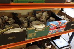 FOUR TRAYS OF ASSORTED CERAMICS TO INCLUDE TEA/COFFEE WARE