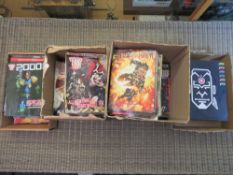 FOUR BOXES OF 2000AD COMICS FEATURING JUDGE DREDD FROM 2002, 2022 ETC, TOGETHER WITH A QUANTITY OF