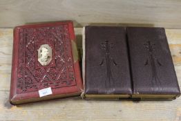 TWO ANTIQUE PHOTOGRAPH ALBUM AND CONTENTS