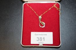 HALLMARKED 9CT GOLD GEMSET PENDANT AND CHAIN
