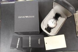 A BOXED EMPORIO ARMANI WRIST WATCH
