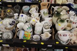THREE TRAYS OF ASSORTED CERAMICS TO INCLUDE A BLUE AND WHITE JUG