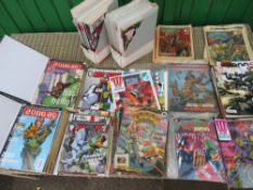 A TRAY OF MIXED ERAS 2000AD COMICS CONTAINED IN TWO FILES, (MAINLY 2010 / 2012), TWO RING BINDERS