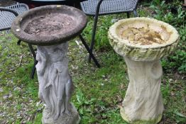 TWO LARGE STONE BIRDBATHS