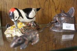 ***TWO DOOR KNOCKERS IN THE FORM OF A CAT AND A BIRD**