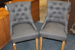 A PAIR OF MODERN UPHOLSTERED DINING CHAIRS