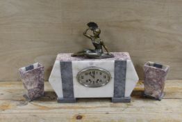 VINTAGE LARGE ART DECO GARNITURE CLOCK