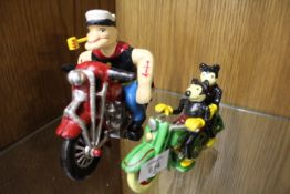 ***A MICKEY MOUSE AND POPEYE ON A MOTORCYCLE**