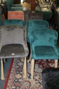 A HARLEQUIN SET OF SIX MODERN UPHOLSTERED DINING CHAIRS