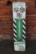 A VINTAGE ENAMEL ADVERTISING THERMOMETER SIGN FOR DUCKHAM'S ADCOIDS 'ORIGINAL THERMOMETER GLASS