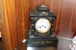 A INLAID MARBLE MANTLE CLOCK
