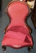 A VICTORIAN MAHOGANY FRAMED LADIES CHAIR