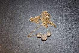 HALLMARKED 9CT GOLD AND DIAMOND SET PENDANT NECKLACE