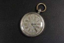 A LADIES VICTORIAN SILVER POCKET WATCH