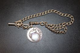 ANTIQUE SILVER MENS POCKET WATCH ALBERT CHAIN
