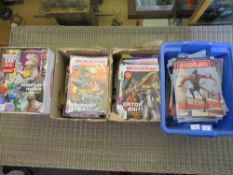 FOUR BOXES OF 2000AD JUDGE DREDD COMICS FROM MIXED ERAS TO INCLUDE COMICS FROM 1993, 2000 AND 2023
