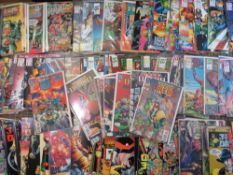 A LARGE BOX OF MIXED COMICS TO INCLUDE 2000AD EAGLES COMICS FEATURING JUDGE DREDD PROGRAMMES 1-6