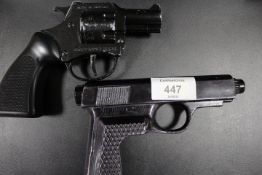 A MILBRO AUTOMATIC BB GUN TOGETHER WITH A SNUBNOSE FBI CAP GUN (2)