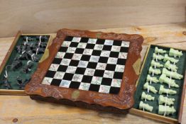 A CHINESE INLAID CHESS SET & PIECES