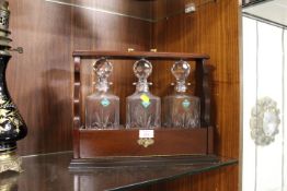 A EDINBURGH CRYSTAL THREE BOTTLED TANTALUS
