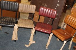 A HARLEQUIN SET OF FOUR MODERN LEATHER DINING CHAIRS