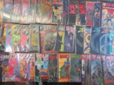 A LARGE BOX OF MIXED COMIC BOOKS TO INCLUDE ROGUE TROOPER, ABC WARRIORS AND ROBUSTERS ETC