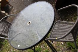 A BISTRO TABLE & TWO CHAIRS