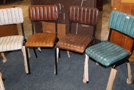 A HARLEQUIN SET OF FOUR MODERN LEATHER DINING CHAIRS