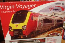 A BOXED BACHMANN 00 GAUGE SCALE VIRGIN VOYAGER CLASS 220 BOMBARDIER THREE CAR TRAIN SET WITH TRACK