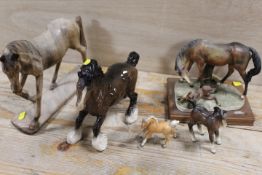 A COLLECTION OF HORSE FIGURES TO INCLUDE A BESWICK CANTERING SHIRE (5)
