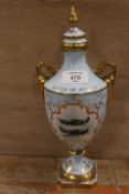 A LIMITED EDITION RAF COMMEMORATIVE TWIN HANDLED VASE BY MALCOLM BARNETT NUMBER 47/50