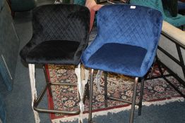 TWO MODERN UPHOLSTERED BAR / KITCHEN STOOLS