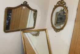 THREE ASSORTED GILT WALL MIRRORS