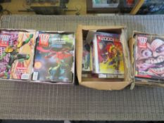 FOUR BOXES OF 2000AD JUDGE DREDD COMICS FROM MIXED ERAS TO INCLUDE 1992, 1995, 2018 ETC