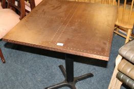 A MODERN INDUSTRIAL STYLE COPPER TOP BISTRO TABLE