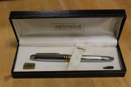 A CASED MERANGUE FOUNTAIN PEN