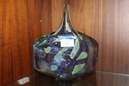 A MDINA STUDIO GLASS VASE DATED 1980